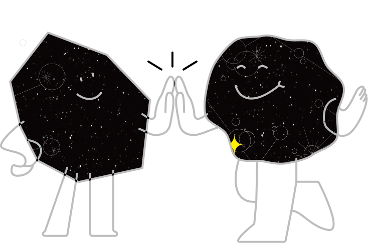 ハイタッチするキャラクターたち
