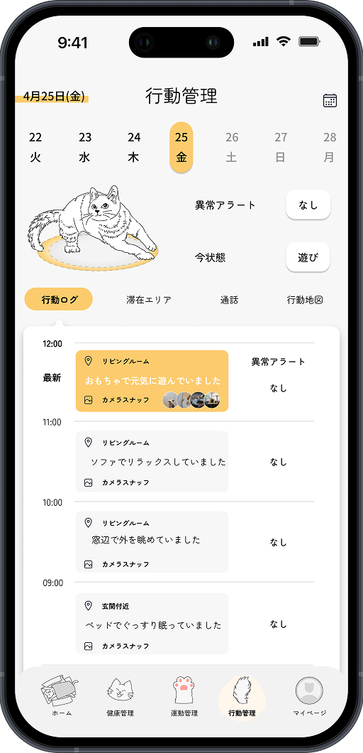 行動管理画面