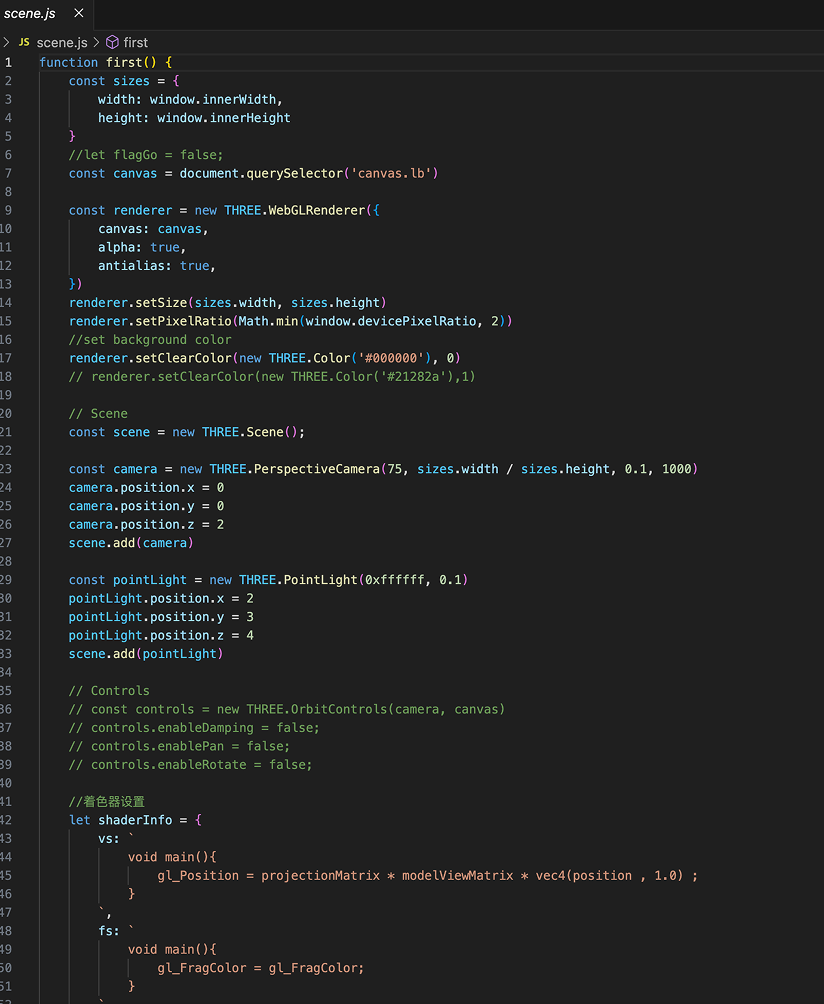 実装コード — Three.jsのシーン設定